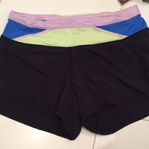 Lululemon black,blue, yellow & purple speed shorts